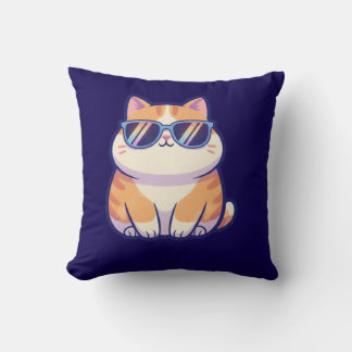 Coussin Cool Cat Throw Pillow – Stylish Feline Vibes for Y