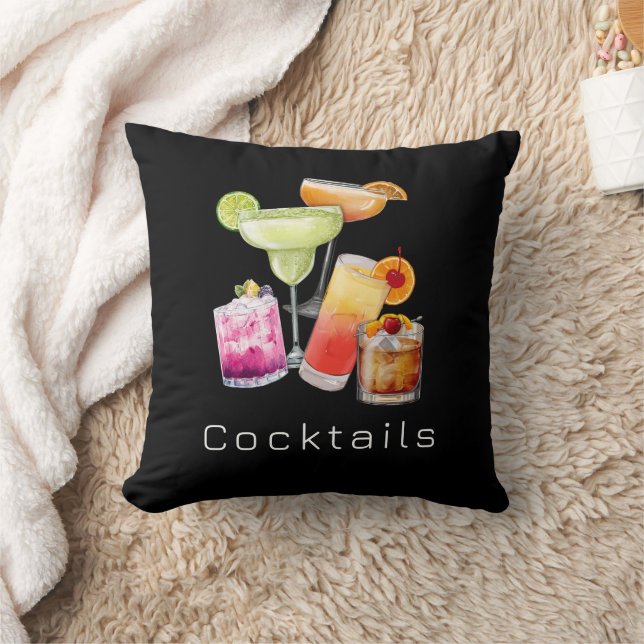 Coussin Cool Cocktails Square Throw Pillow (Couverture)