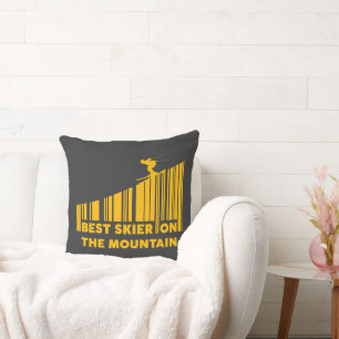 Coussin Cool Code Barre Conception Meilleur Skieur Sur La 