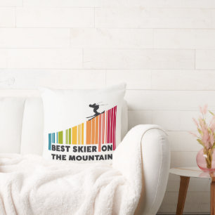 Coussin Cool Code Barre Conception Meilleur Skieur Sur La
