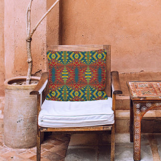 Coussin Cool de Motif géométrique bleu foncé jaune Turquoi