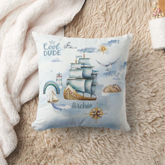 Coussin Cool Dude Ship in the Ocean Personnalisable (Couverture)