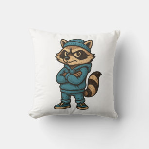 Coussin Cool Gangster Raccoon - Vêtements de rue urbains A