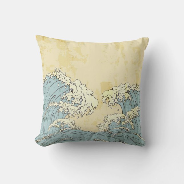 Coussin Cool grande image bleue des vagues de l'océan (Recto)