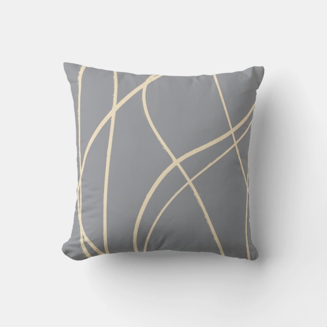 Coussin Cool Moderne Abstrait Line Art Dessin gris bouché (Recto)