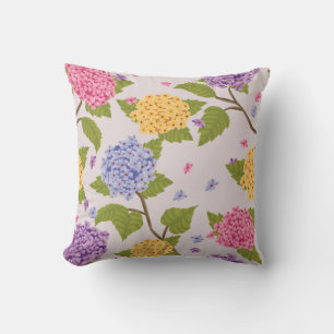 Coussin Cool Pastel Hydrangea Motif à fleurs