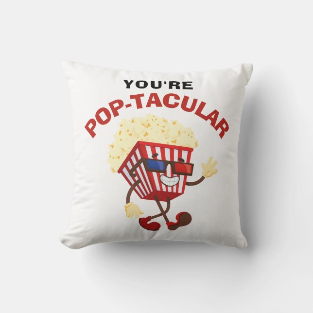 Coussin Cool Retro Funny Popcorn humour films cadeau (Recto)