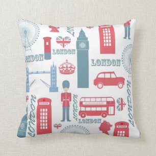Coussin Cool tendance vintage Londres illustrations emblé