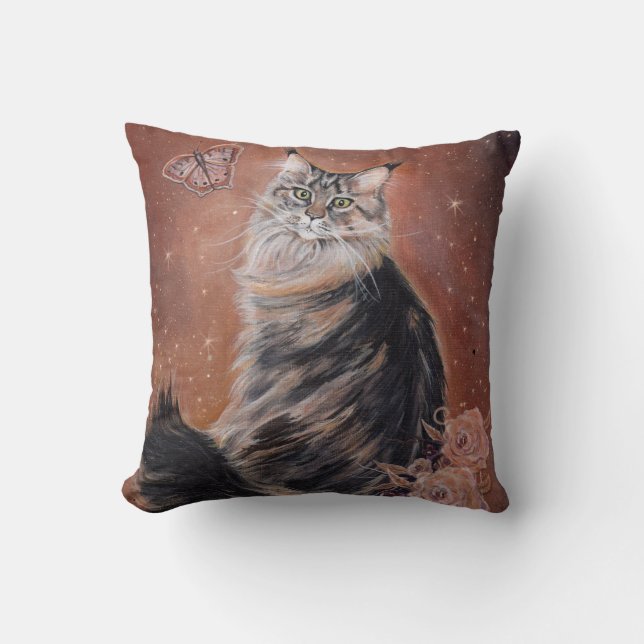 Coussin Coon cat du Maine par Renee Lavoie (Recto)