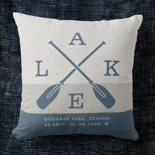 Coussin Coordonnées de maison de lac moderne personnalisée