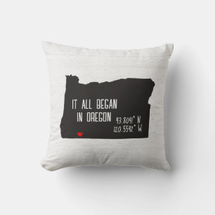 Coussin Coordonnées GPS de l'Oregon avec cœur