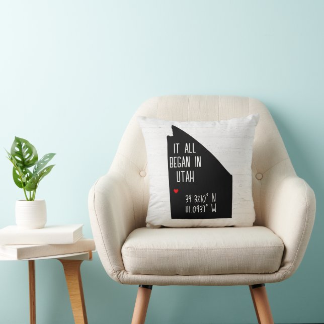 Coussin Coordonnées GPS de l'Utah avec Cœur (Chaise)