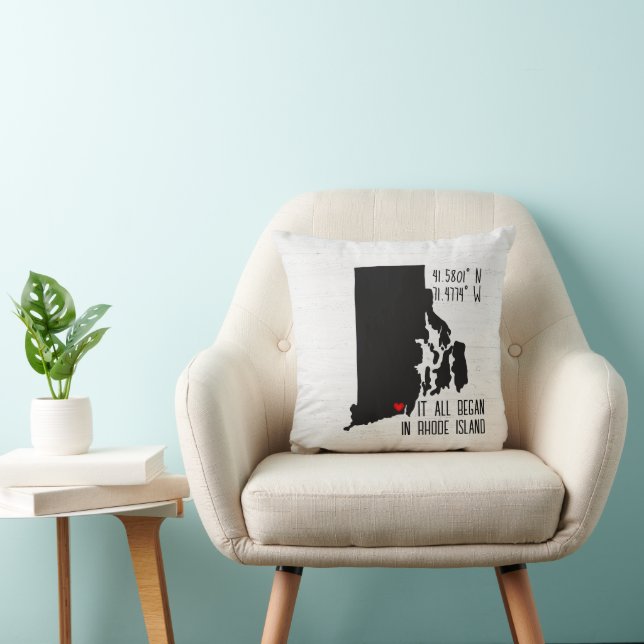 Coussin Coordonnées GPS de Rhode Island avec cœur (Chaise)