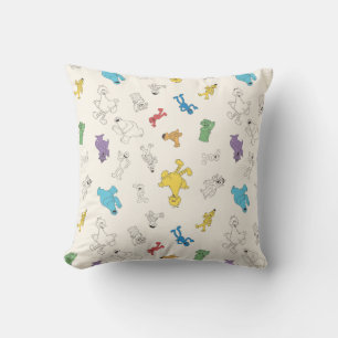Coussin Copains de la rue Sésame   Motif vintage coloré