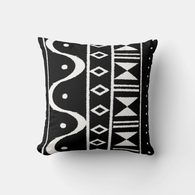 Coussin Copie africaine I carreaux noirs/blancs (Recto)