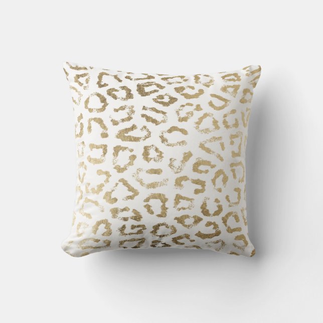 Coussin Copie chic blanche moderne simple de guépard d'or (Recto)