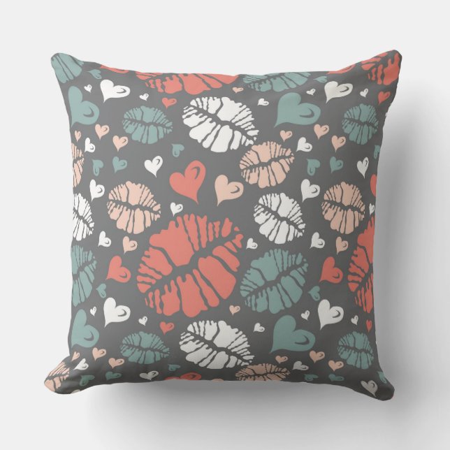 Coussin Copie de baiser et motif de coeur (Recto)