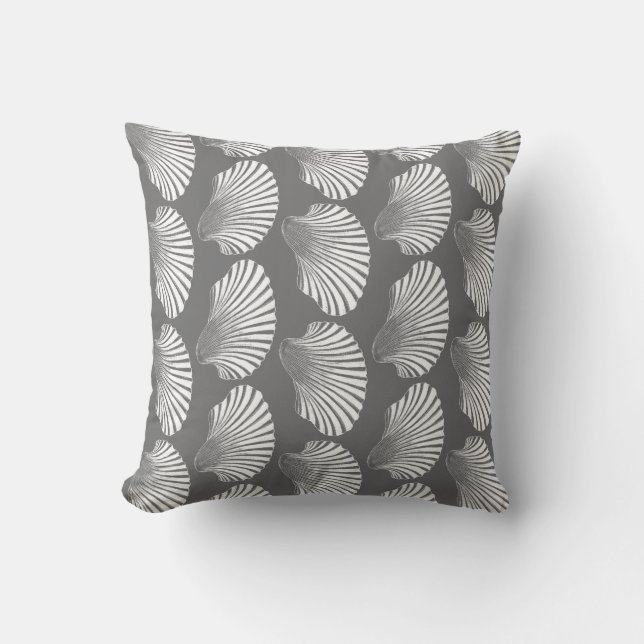 Coussin Copie de bloc de Shell de feston, gris/gris et (Recto)