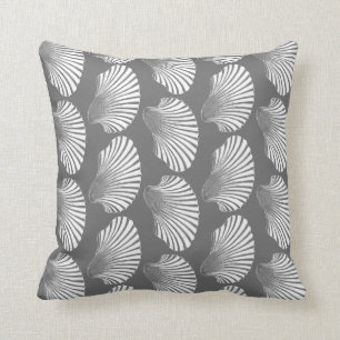 Coussin Copie de bloc de Shell de feston, gris/gris et