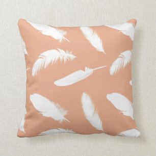 Coussin Copie de plume blanche sur la pêche molle