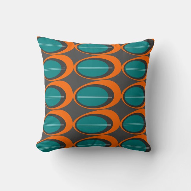 Coussin Copie moderne de la moitié du siècle - orange et (Recto)