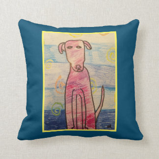 Coussin Copie multicolore de chien sur le carreau de bleu