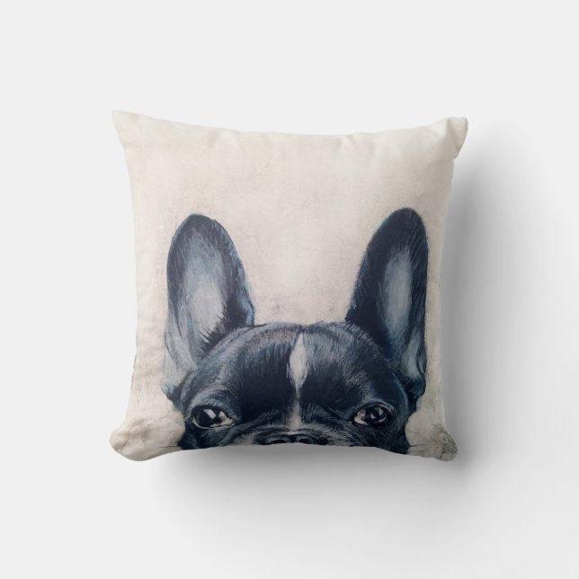 Coussin Copie originale de peinture de bouledogue français (Recto)