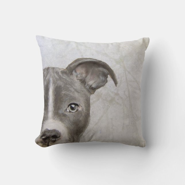 Coussin Copie originale de peinture de Pitbull par Miart (Recto)