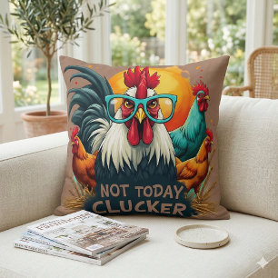 Coussin Coq Drôle "Pas aujourd'hui poulet" Art de la vie à