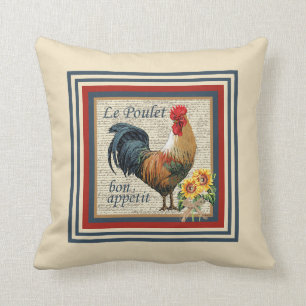 Coussin Coq français bleu de pays