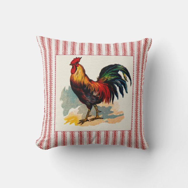 Coussin Coq français de basse cour avec le coutil (Recto)