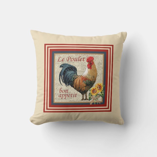 Coussin Coq français de pays (Recto)