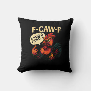 Coussin Coq furieux drôle F Caw Graphique Style Rétro
