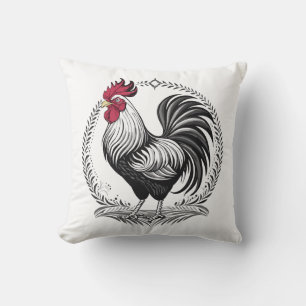 Coussin Coq noir et blanc