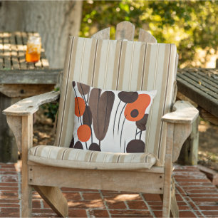 Coussin Coquelicots et massettes art minimaliste
