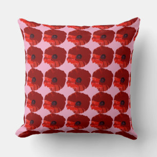 COUSSIN COQUELICOTS ROUGES FLEUR COQUELICOT