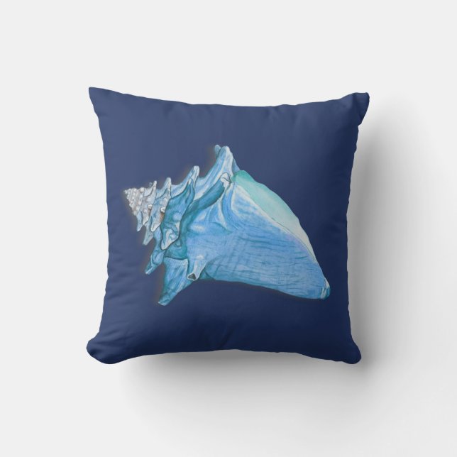Coussin Coques bleues personnalisées Aquarelle de coquilla (Recto)