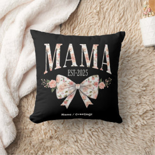 Coussin Coquette Bow Mama Est 2025 Bonne fête des mères