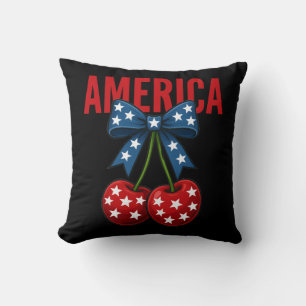 Coussin Coquette de la boîte de cerise du drapeau américai