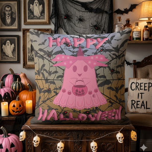 Coussin Coquette Rose Fantôme Joyeux Halloween Art Numériq