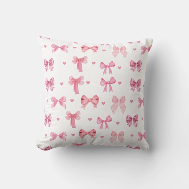 Coussin Coquette rose Motif mignonne Girl Ruban (Recto)
