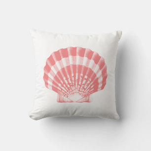Coussin Coquillage - corail rose et blanc