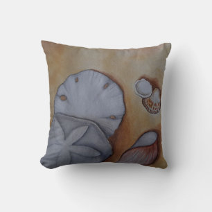 Coussin Coquillages à l'aquarelle de mer Jeter l'oreiller