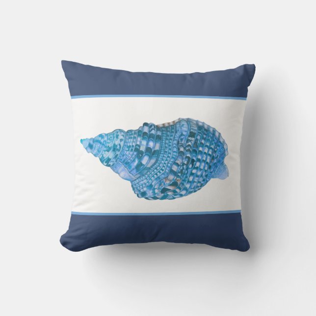 Coussin Coquillages bleus personnalisés Coquille marine mo (Recto)