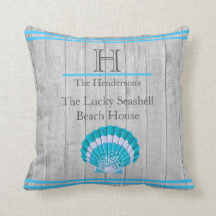 Coussin Coquillages bleus Turquoises personnalisés Coquill