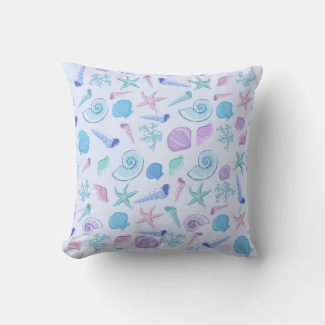 Coussin Coquillages de mer gelés bleu motif Jeu d'oreiller (Recto)