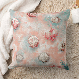Coussin Coquillages et Motif de Vagues Océaniques (16)
