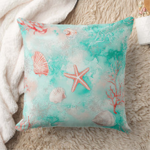 Coussin Coquillages et Motif de Vagues Océaniques (9)