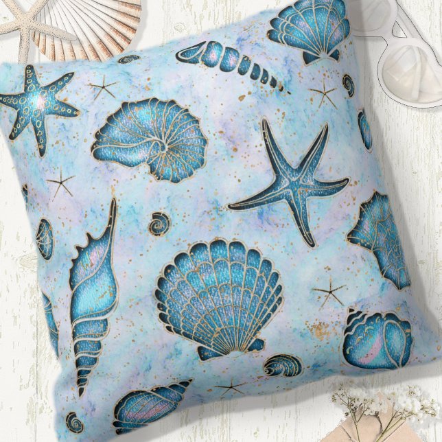 Coussin Coquillages Starfish Aquarelle Opale ID782 (Créateur téléchargé)