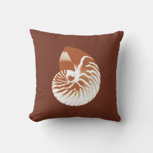 Coussin Coquille de nautile - marron cacao et blanc